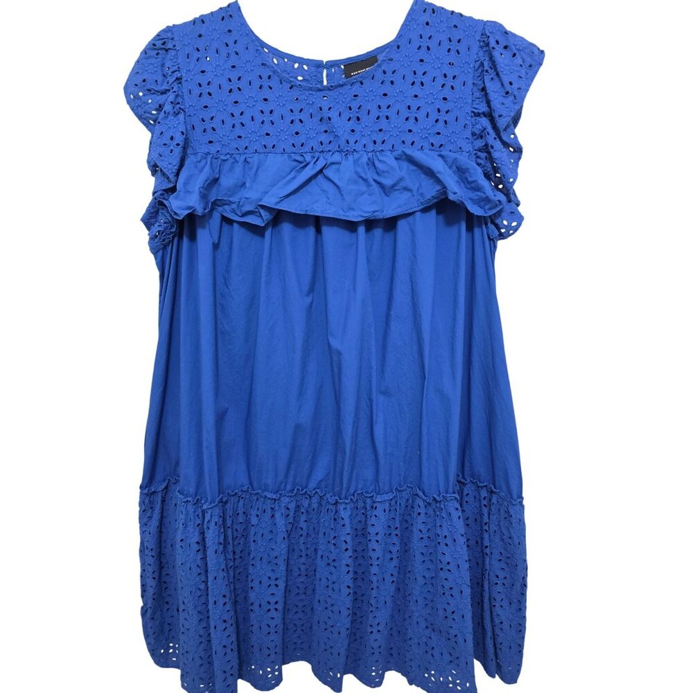 Blue Eyelet Ruffle Women's Dress